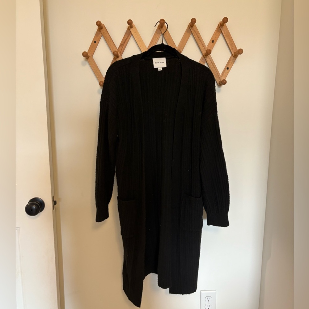 Link Rose Black Cardigan with pockets